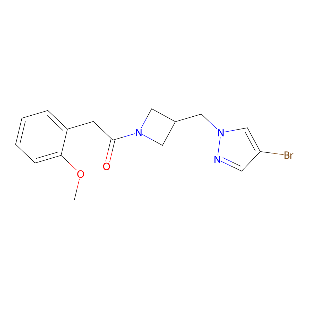 1-{3-[(4-bromo-1H-pyrazol-1-yl)methyl]azetidin-1-yl}-2-(2-methoxyphenyl)ethan-1-one molecular structure, CAS 2415634-99-8