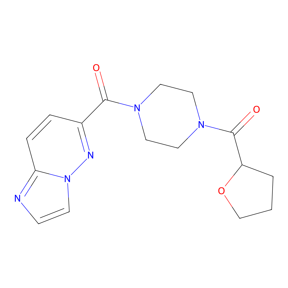 1-{Imidazo[1,2-b]pyridazine-6-carbonyl}-4-(oxolane-2-carbonyl)piperazine molecular structure, CAS 2415635-00-4