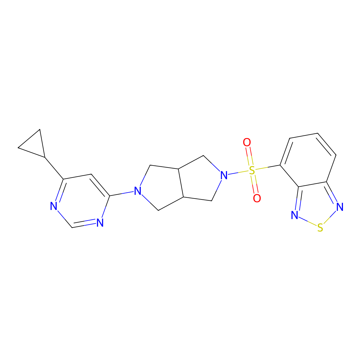 4-{[5-(6-Cyclopropylpyrimidin-4-yl)-octahydropyrrolo[3,4-c]pyrrol-2-yl]sulfonyl}-2,1,3-benzothiadiazole molecular structure, CAS 2415635-01-5