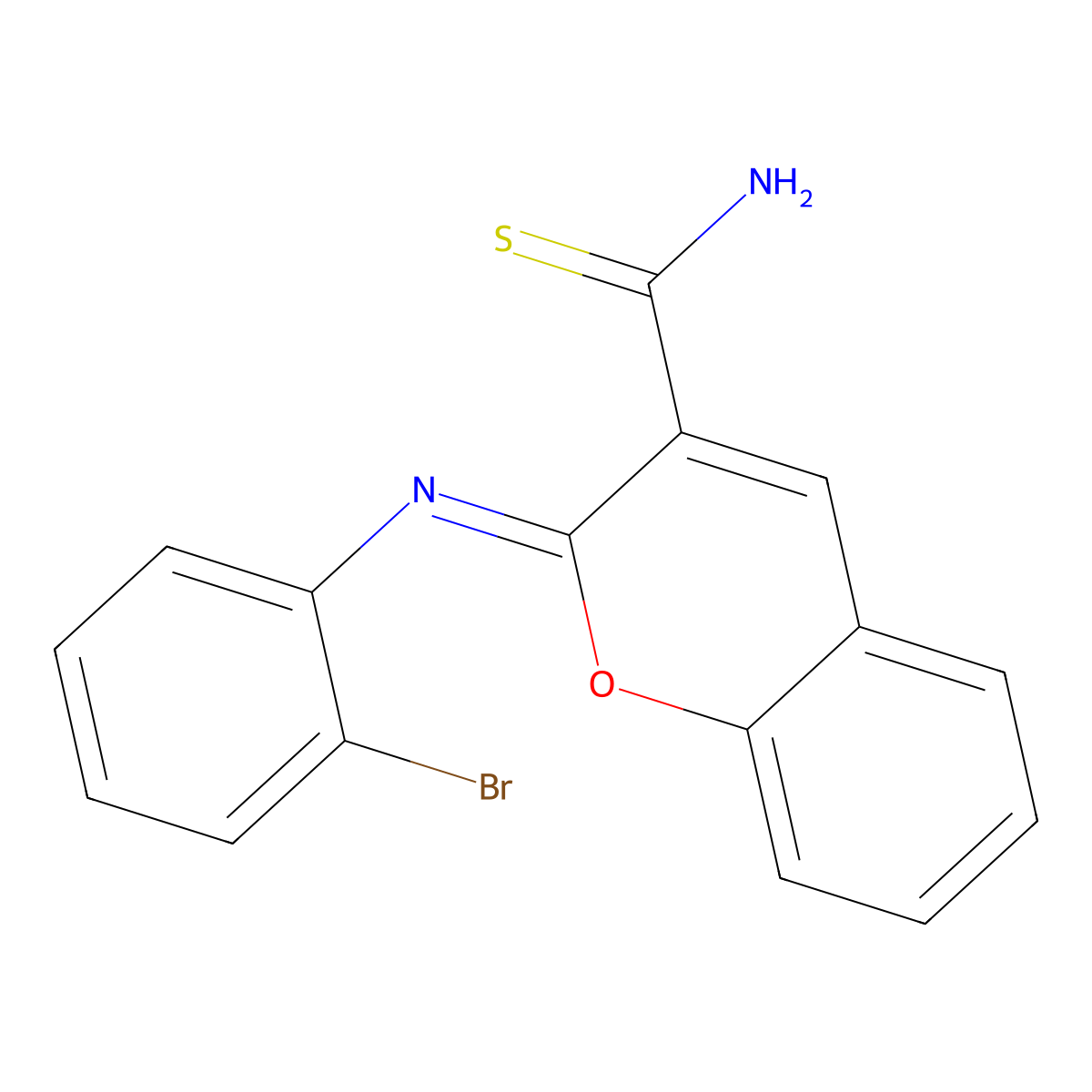 (2Z)-2-[(2-bromophenyl)imino]-2H-chromene-3-carbothioamide molecular structure, CAS 2415642-06-5