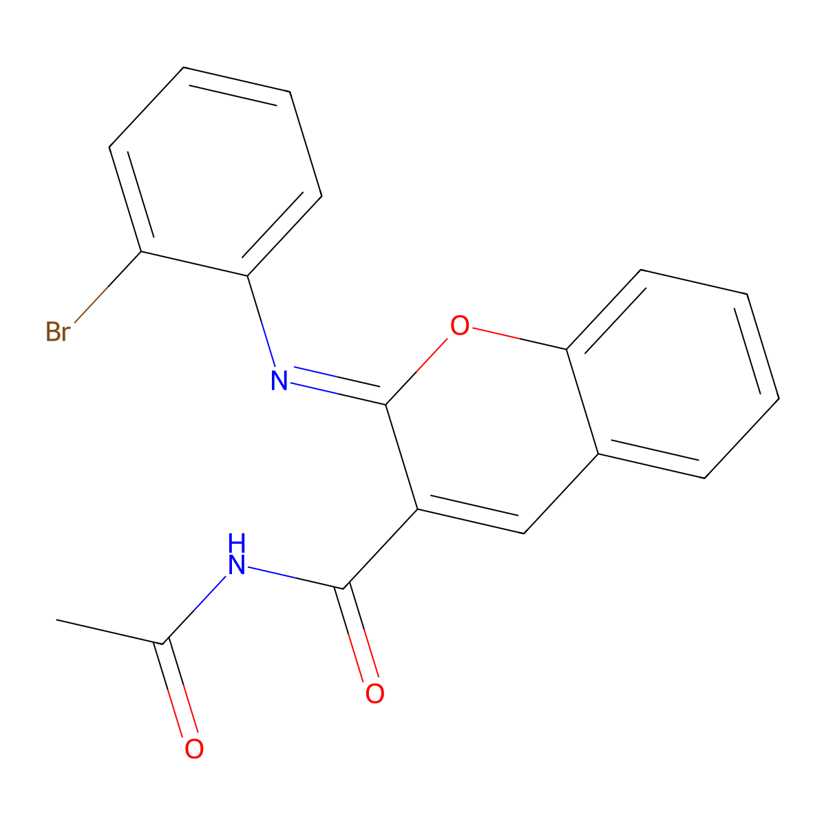 (2Z)-N-acetyl-2-[(2-bromophenyl)imino]-2H-chromene-3-carboxamide molecular structure, CAS 2415642-11-2