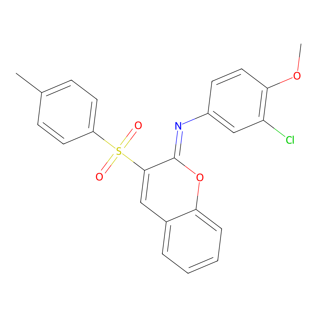 (2Z)-N-(3-chloro-4-methoxyphenyl)-3-(4-methylbenzenesulfonyl)-2H-chromen-2-imine molecular structure, CAS 2415642-15-6