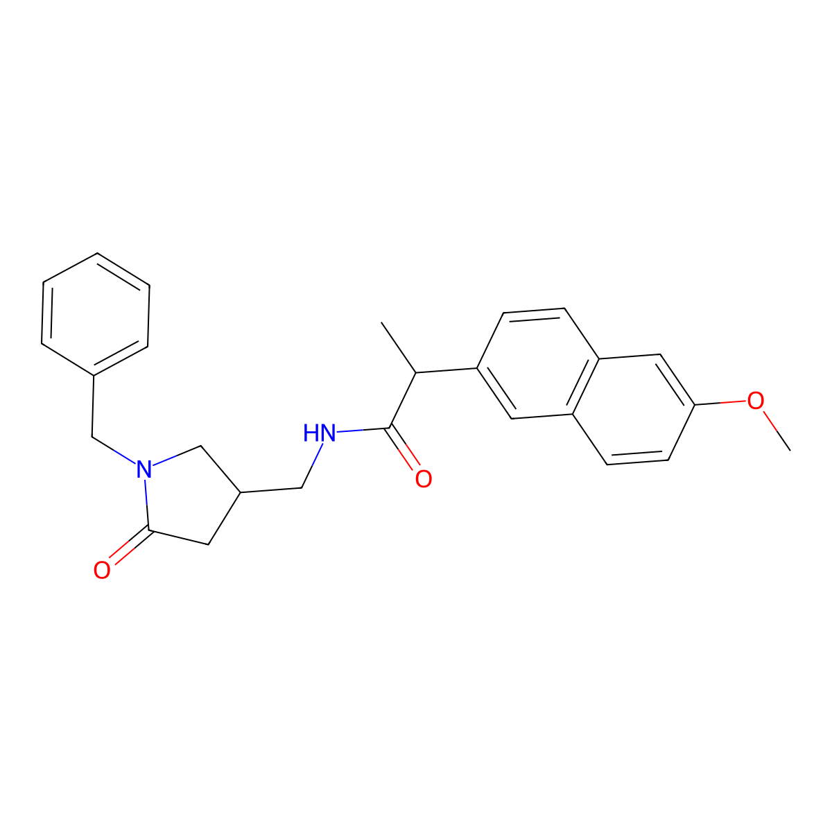(2S)-N-[(1-benzyl-5-oxopyrrolidin-3-yl)methyl]-2-(6-methoxynaphthalen-2-yl)propanamide molecular structure, CAS 2415642-44-1
