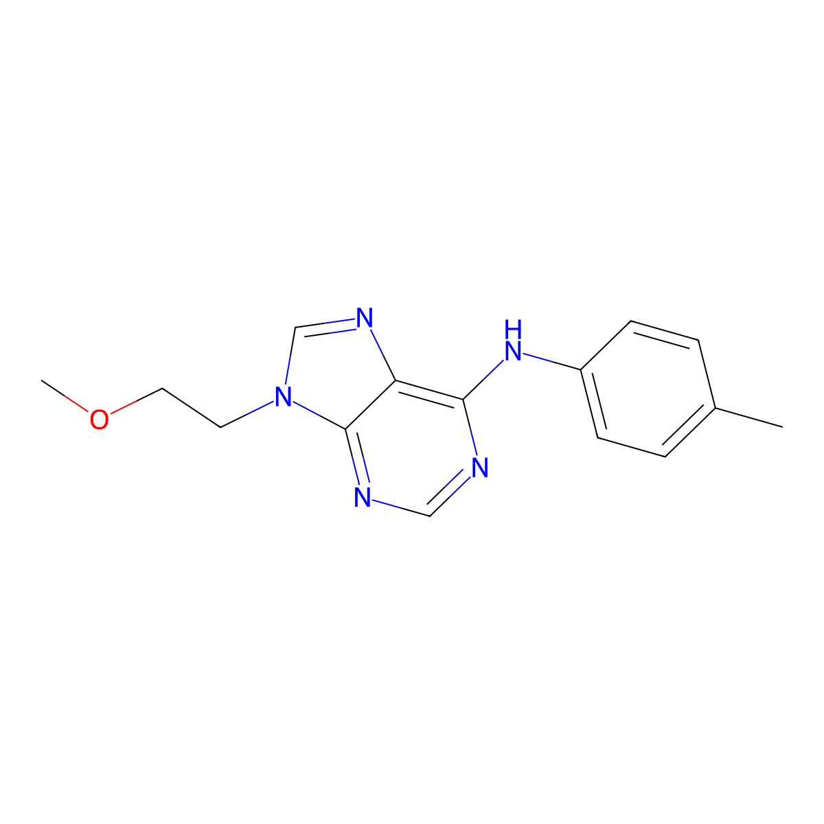 9-(2-methoxyethyl)-N-(4-methylphenyl)-9H-purin-6-amine molecular structure, CAS 2415644-42-5