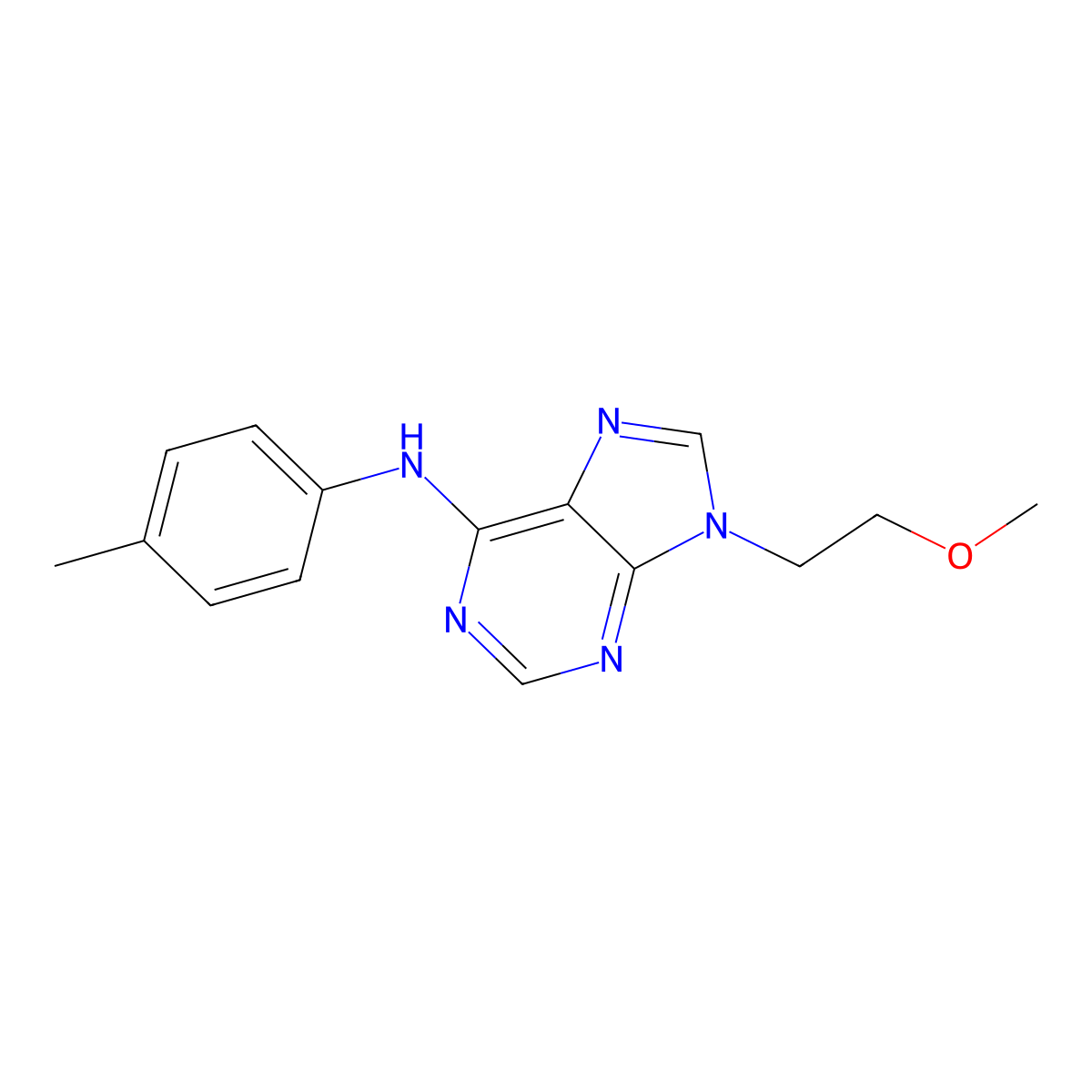 9-(2-methoxyethyl)-N-(4-methylphenyl)-9H-purin-6-amine molecular structure, CAS 2415644-42-5