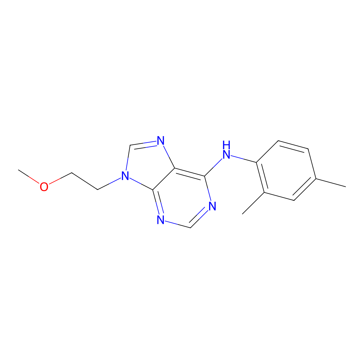 N-(2,4-dimethylphenyl)-9-(2-methoxyethyl)-9H-purin-6-amine molecular structure, CAS 2415644-43-6