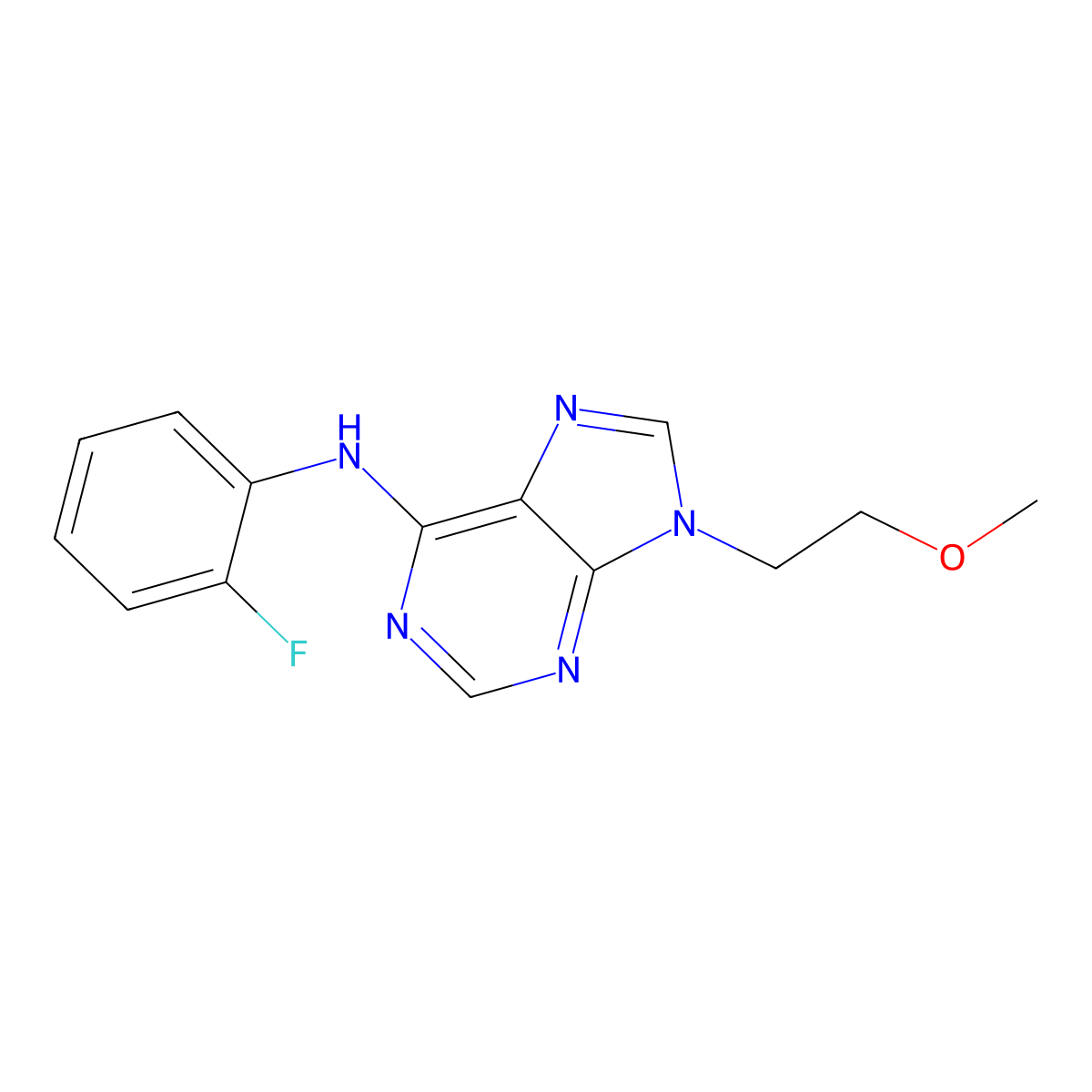 N-(2-fluorophenyl)-9-(2-methoxyethyl)-9H-purin-6-amine molecular structure, CAS 2415644-44-7