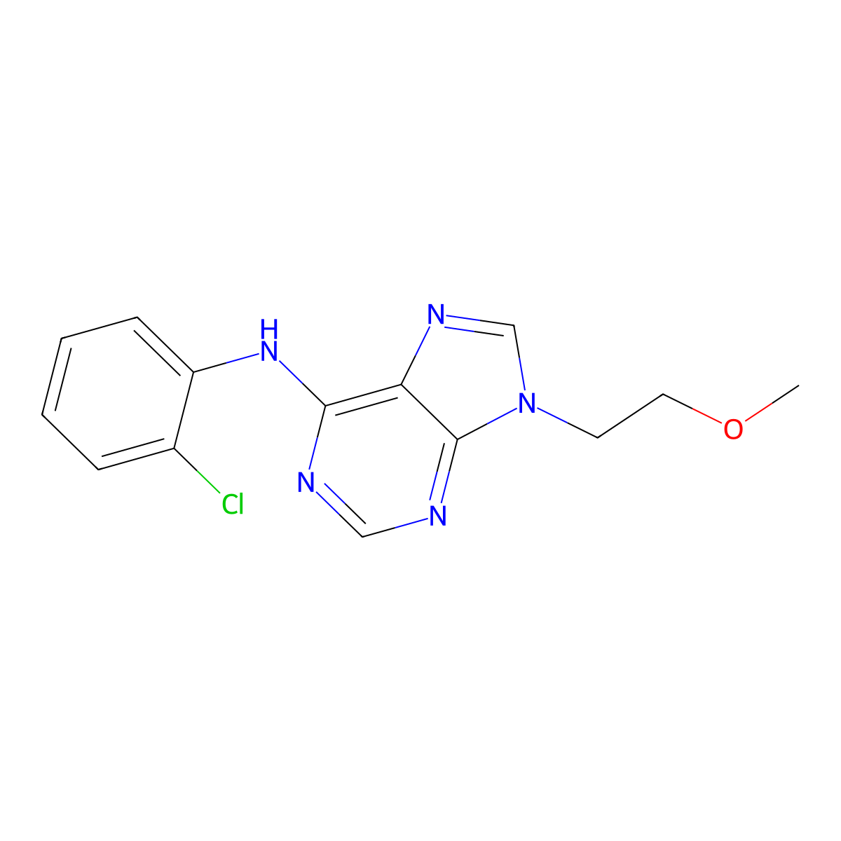 N-(2-chlorophenyl)-9-(2-methoxyethyl)-9H-purin-6-amine molecular structure, CAS 2415644-49-2
