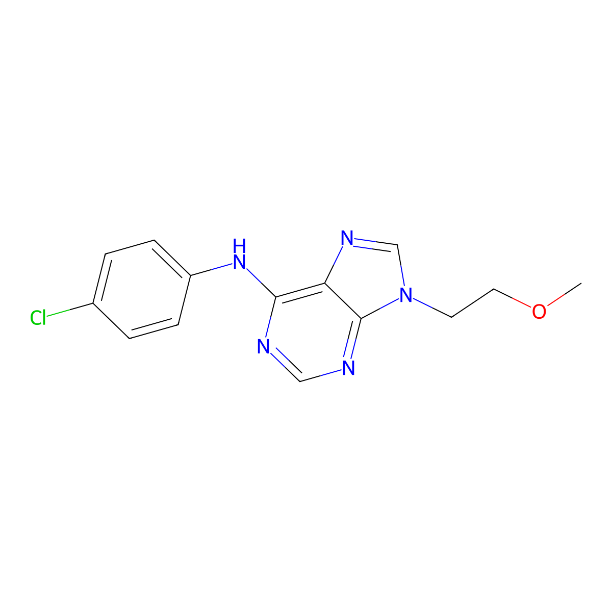 N-(4-chlorophenyl)-9-(2-methoxyethyl)-9H-purin-6-amine molecular structure, CAS 2415644-51-6
