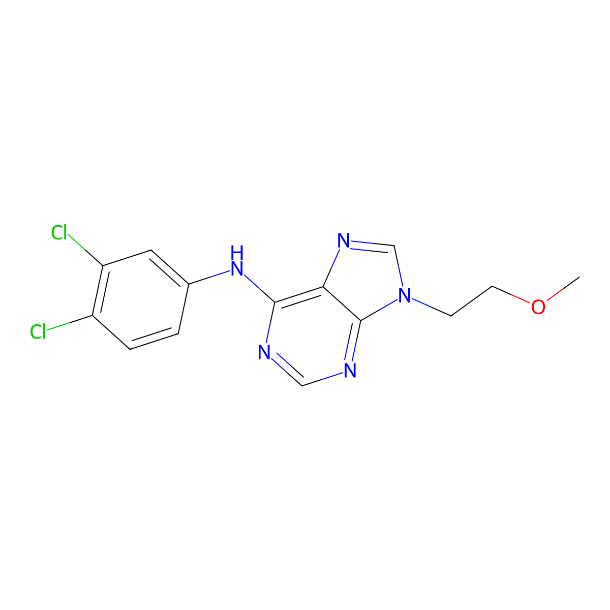 N-(3,4-dichlorophenyl)-9-(2-methoxyethyl)-9H-purin-6-amine molecular structure, CAS 2415644-53-8