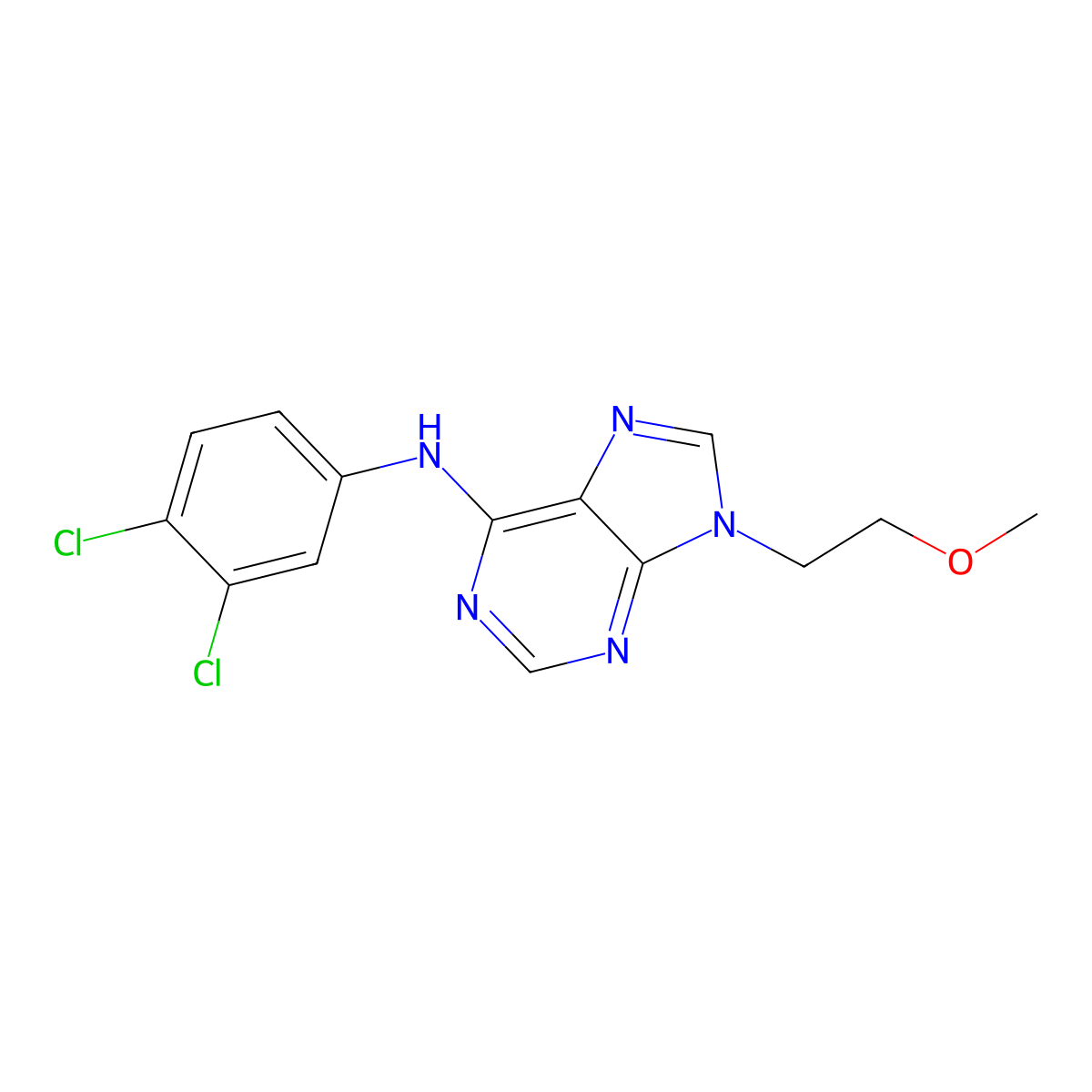 N-(3,4-dichlorophenyl)-9-(2-methoxyethyl)-9H-purin-6-amine molecular structure, CAS 2415644-53-8