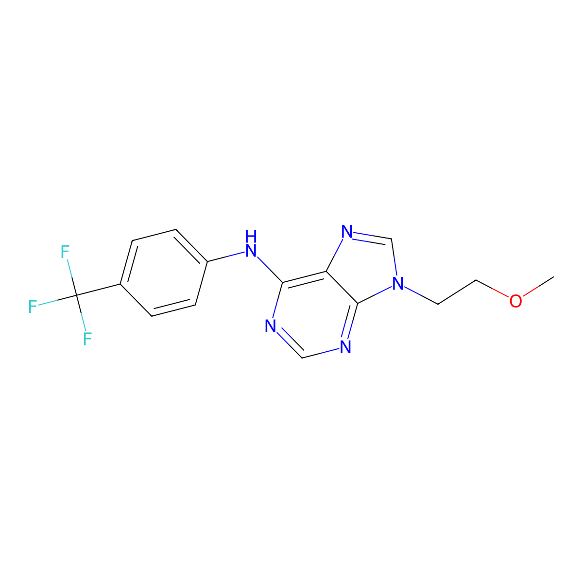 9-(2-methoxyethyl)-N-[4-(trifluoromethyl)phenyl]-9H-purin-6-amine molecular structure, CAS 2415644-56-1