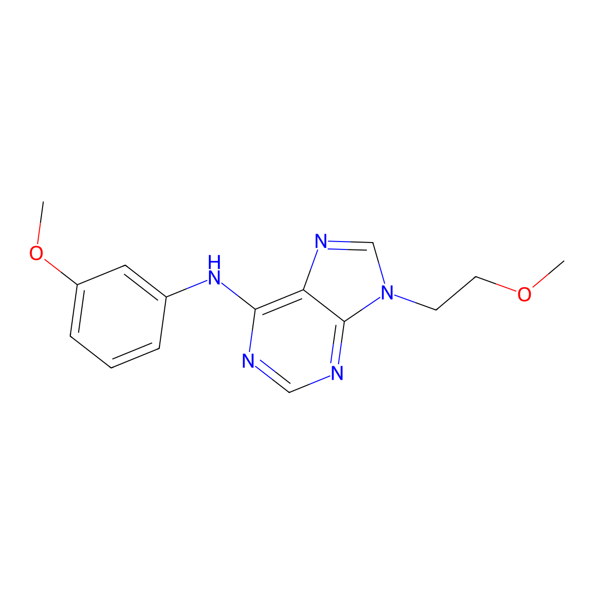 9-(2-methoxyethyl)-N-(3-methoxyphenyl)-9H-purin-6-amine molecular structure, CAS 2415644-60-7