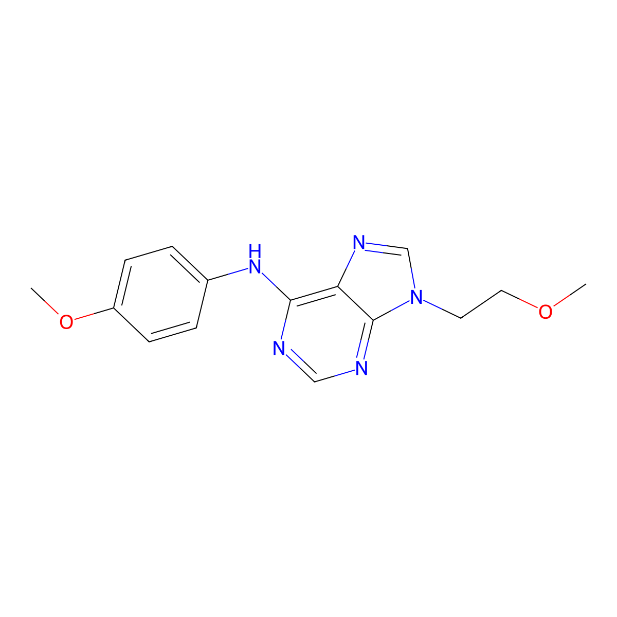 9-(2-methoxyethyl)-N-(4-methoxyphenyl)-9H-purin-6-amine molecular structure, CAS 2415644-61-8