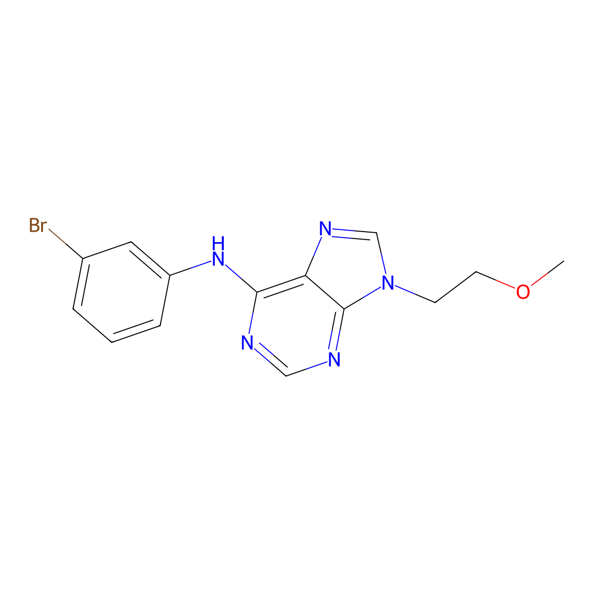 N-(3-bromophenyl)-9-(2-methoxyethyl)-9H-purin-6-amine molecular structure, CAS 2415644-64-1