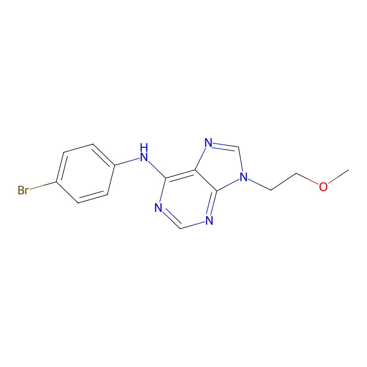 N-(4-bromophenyl)-9-(2-methoxyethyl)-9H-purin-6-amine molecular structure, CAS 2415644-65-2