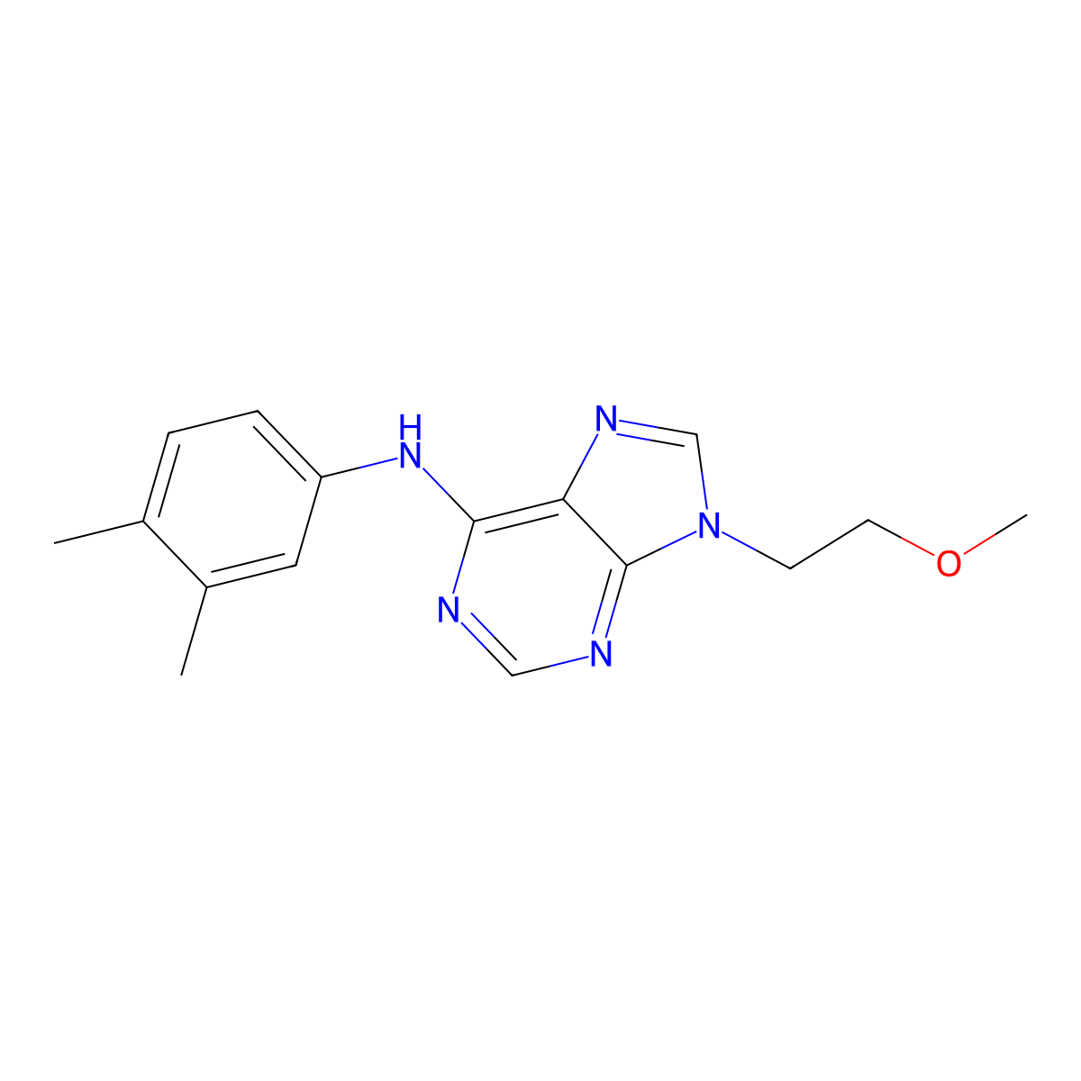 N-(3,4-dimethylphenyl)-9-(2-methoxyethyl)-9H-purin-6-amine molecular structure, CAS 2415644-90-3