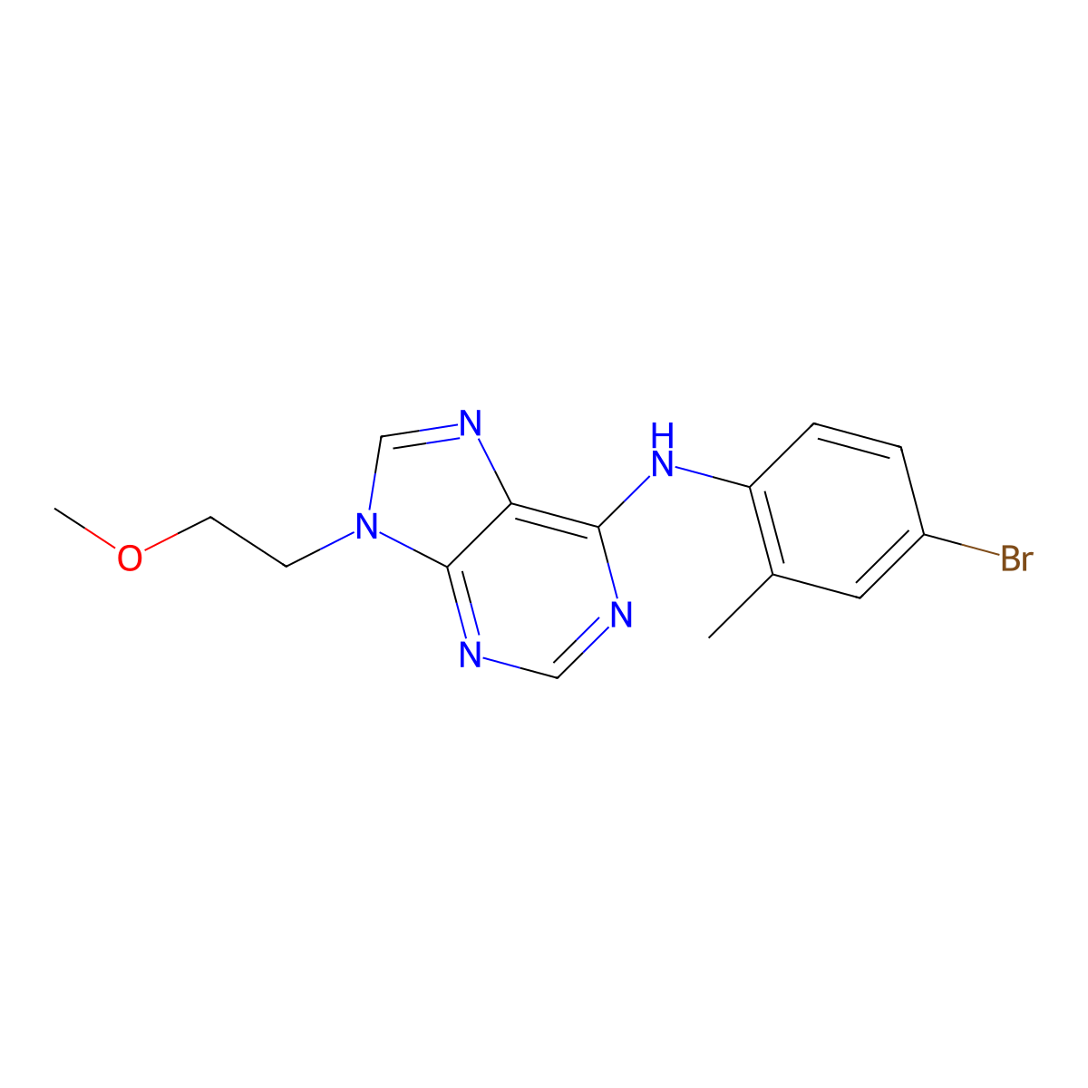 N-(4-bromo-2-methylphenyl)-9-(2-methoxyethyl)-9H-purin-6-amine molecular structure, CAS 2415644-91-4