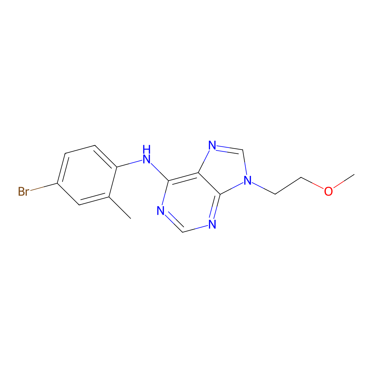 N-(4-bromo-2-methylphenyl)-9-(2-methoxyethyl)-9H-purin-6-amine molecular structure, CAS 2415644-91-4