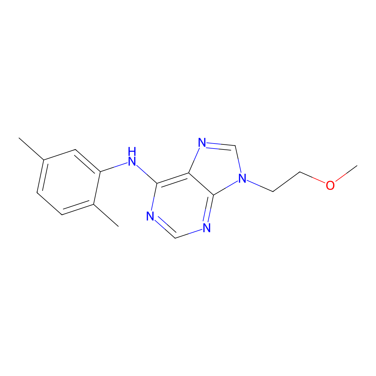 N-(2,5-dimethylphenyl)-9-(2-methoxyethyl)-9H-purin-6-amine molecular structure, CAS 2415644-95-8