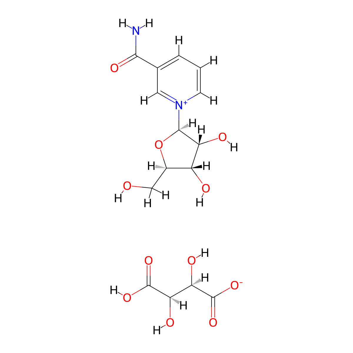 Nicotinamide riboside tartrate molecular structure, CAS 2415657-86-0