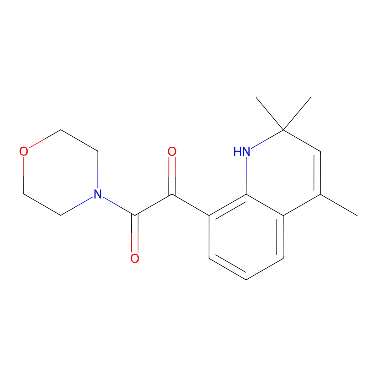 2-Morpholin-4-yl-2-oxo-1-(2,2,4-trimethyl-1,2-dihydroquinolin-8-yl)ethanone molecular structure, CAS 2415746-42-6