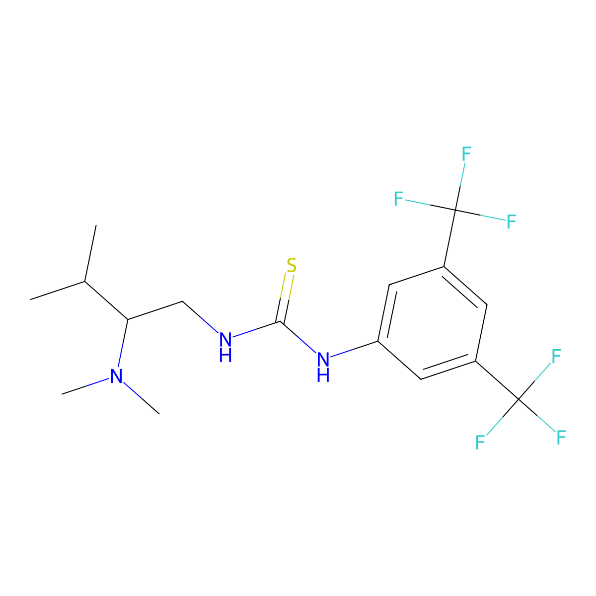 (R)-1-(3,5-Bis(trifluoromethyl)phenyl)-3-(2-(dimethylamino)-3-methylbutyl)thiourea molecular structure, CAS 2415751-57-2