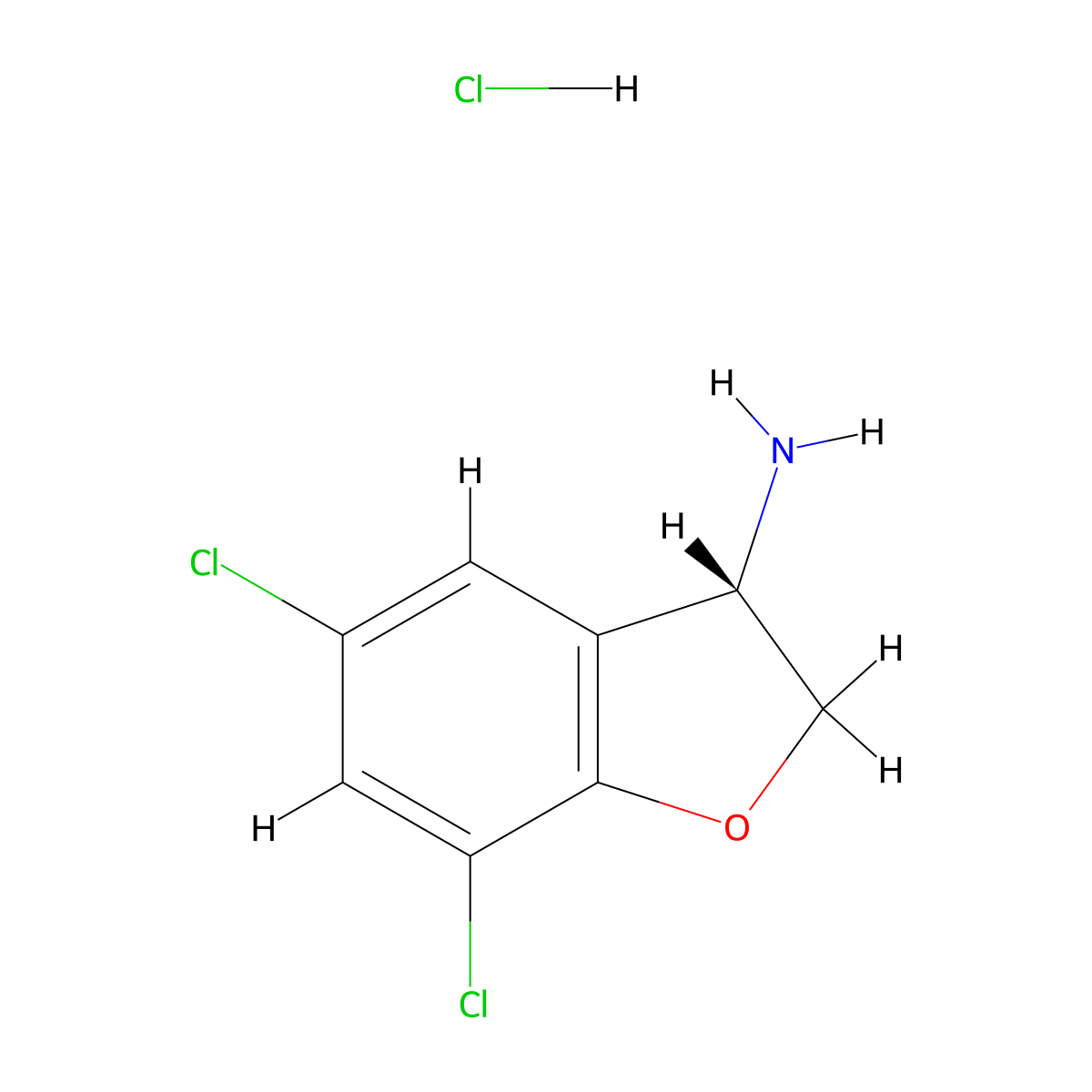 (S)-5,7-Dichloro-2,3-dihydrobenzofuran-3-amine hydrochloride molecular structure, CAS 2415751-61-8