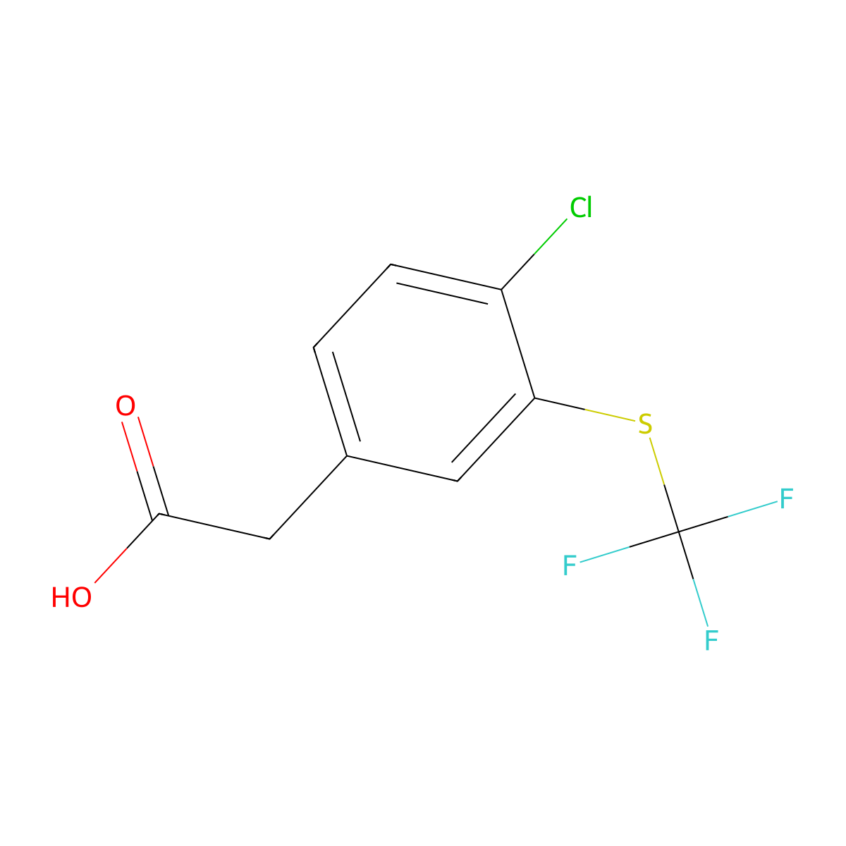 4-Chloro-3-(trifluoromethylthio)phenylacetic acid molecular structure, CAS 2415751-73-2