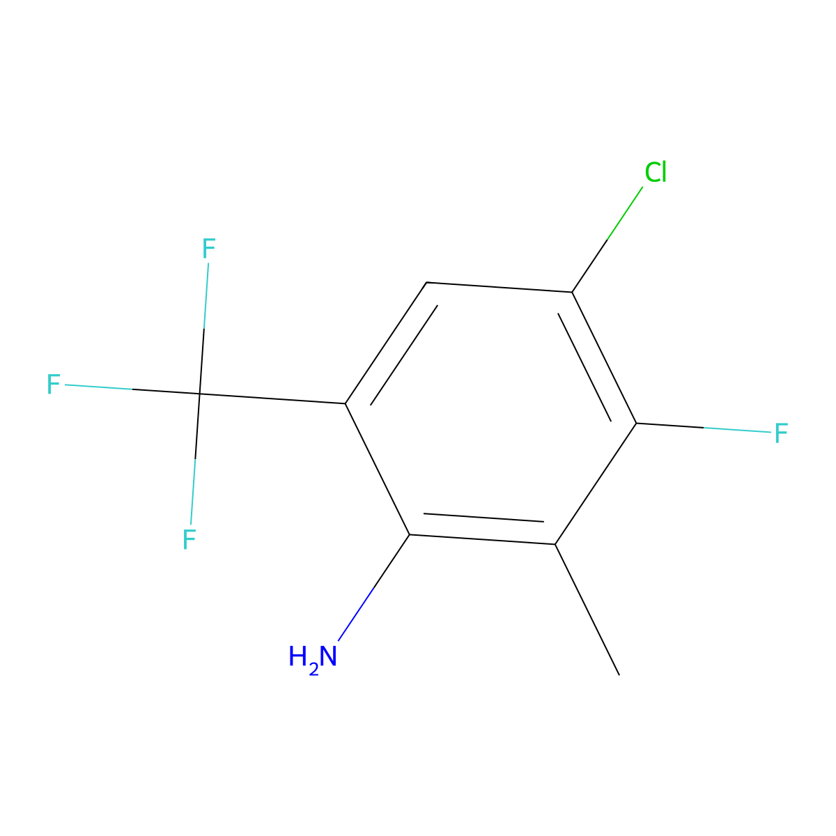 4-Chloro-3-fluoro-2-methyl-6-(trifluoromethyl)aniline molecular structure, CAS 2415751-74-3