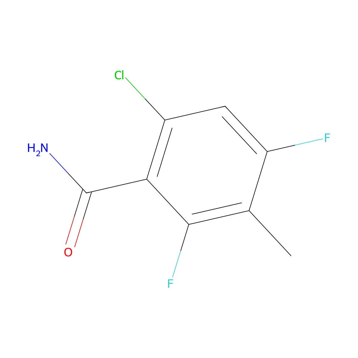 6-Chloro-2,4-difluoro-3-methylbenzamide molecular structure, CAS 2415751-80-1