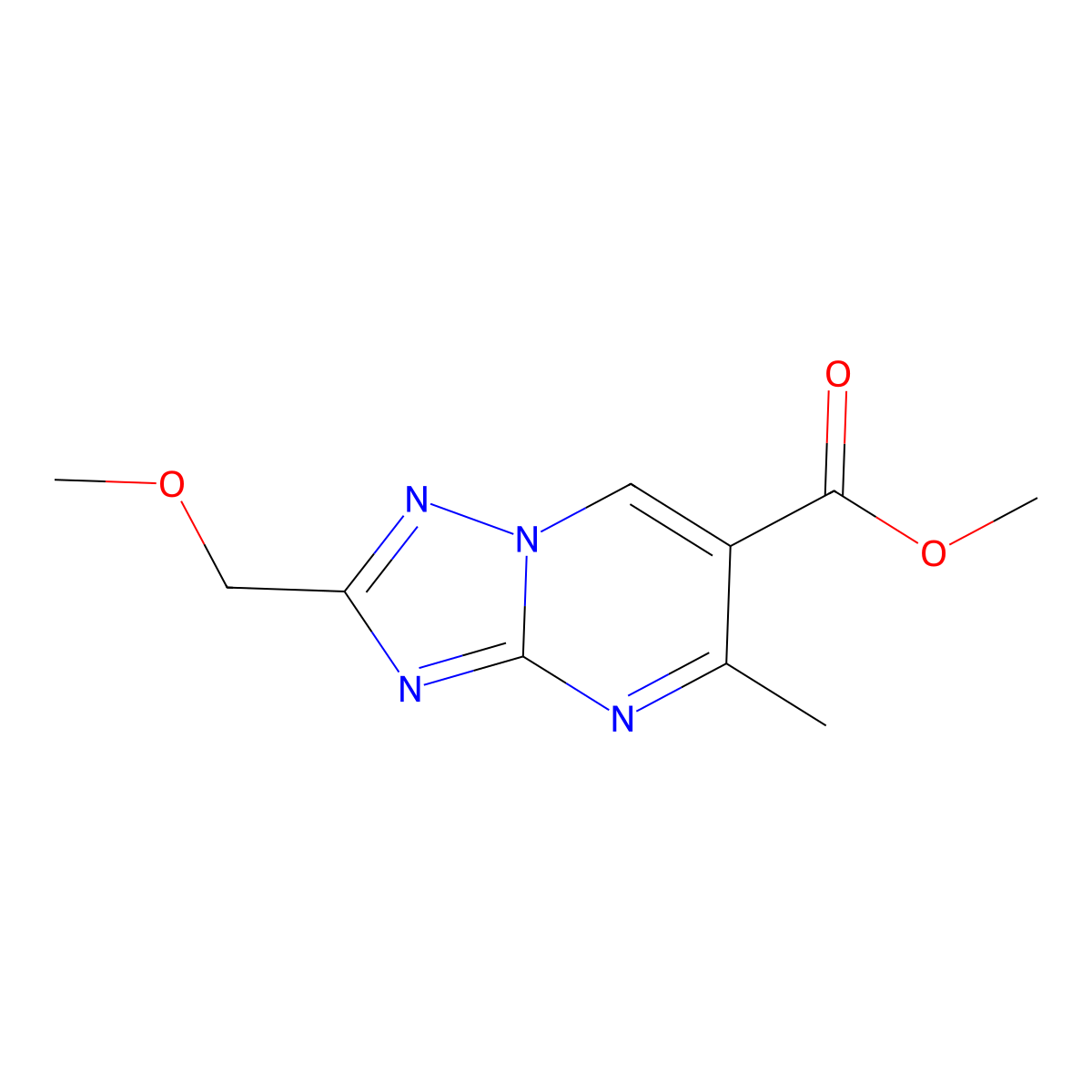 Methyl 2-(methoxymethyl)-5-methyl[1,2,4]triazolo[1,5-a]pyrimidine-6-carboxylate molecular structure, CAS 2415767-94-9