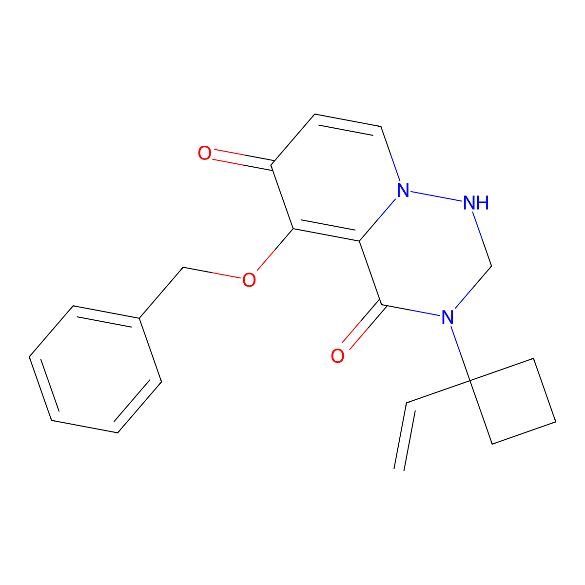 3-(1-Ethenylcyclobutyl)-2,3-dihydro-5-(phenylmethoxy)-1H-pyrido[2,1-F][1,2,4]triazine-4,6-dione molecular structure, CAS 2415792-23-1