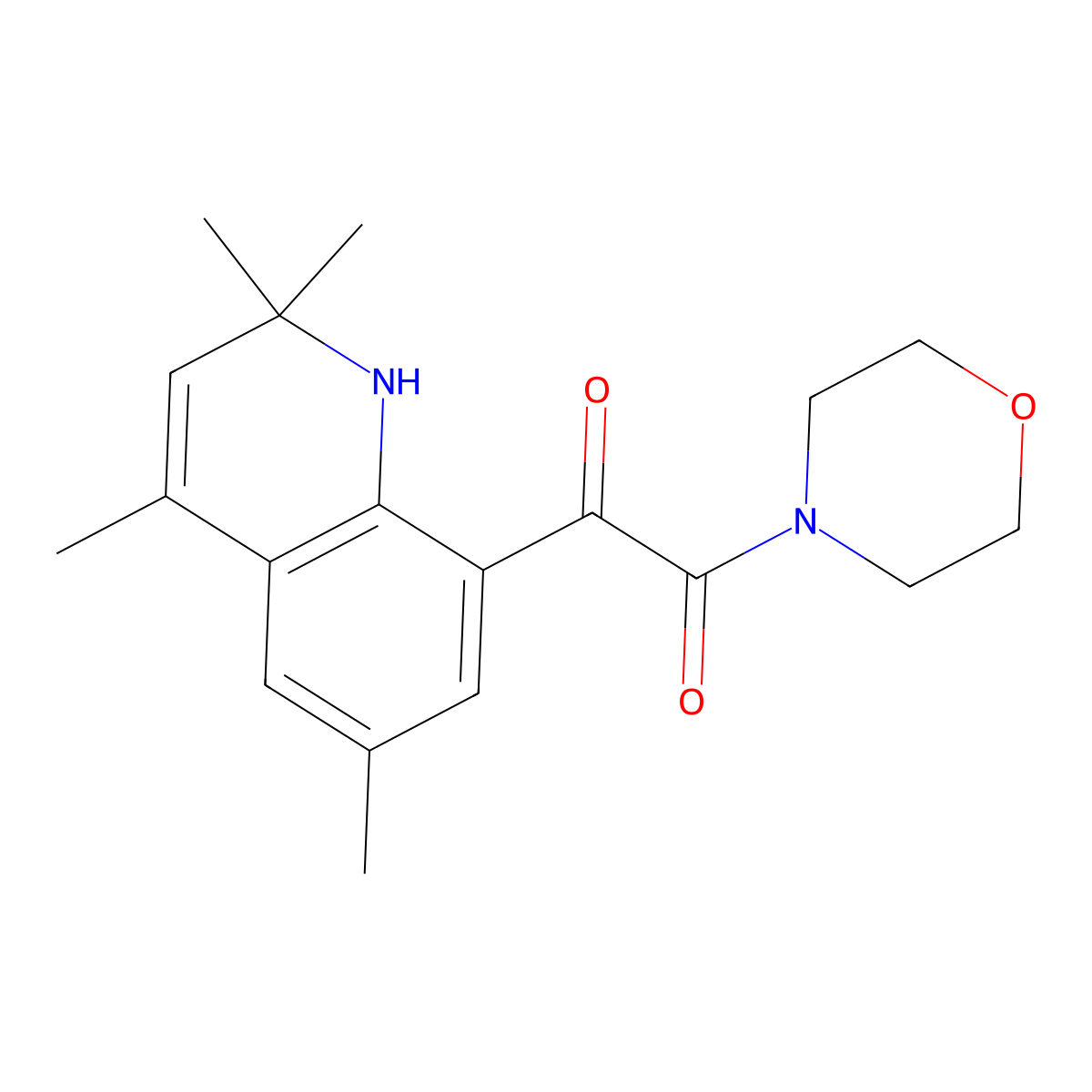 2-Morpholin-4-yl-2-oxo-1-(2,2,4,6-tetramethyl-1,2-dihydroquinolin-8-yl)ethanone molecular structure, CAS 2415803-90-4