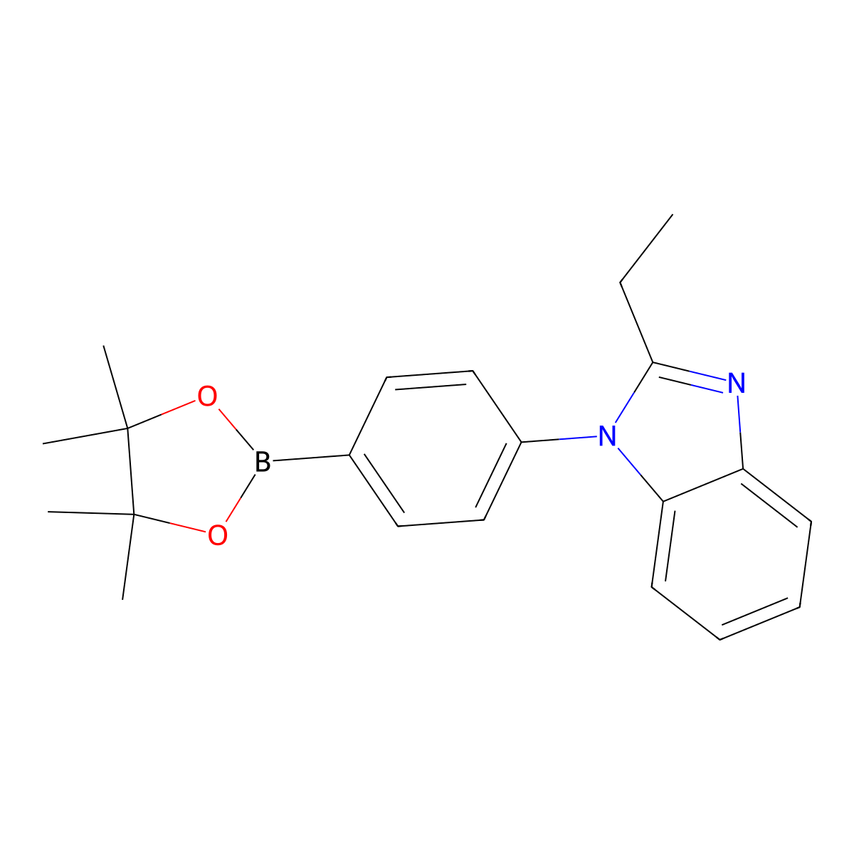 2-Ethyl-1-(4-(4,4,5,5-tetramethyl-1,3,2-dioxaborolan-2-yl)phenyl)-1H-benzo[d]imidazole molecular structure, CAS 2415827-15-3