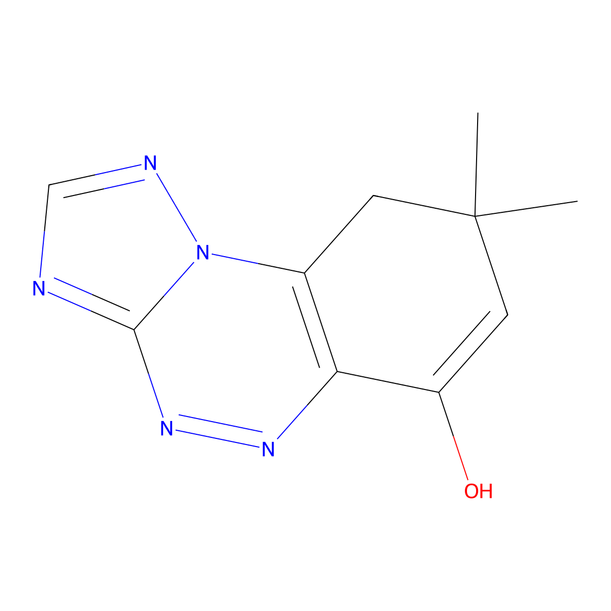 8,8-Dimethyl-8,9-dihydro[1,2,4]triazolo[5,1-c][1,2,4]benzotriazin-6-ol molecular structure, CAS 2415866-67-8