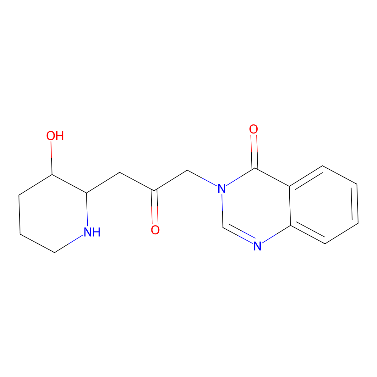 Febrifugine molecular structure, CAS 24159-07-7