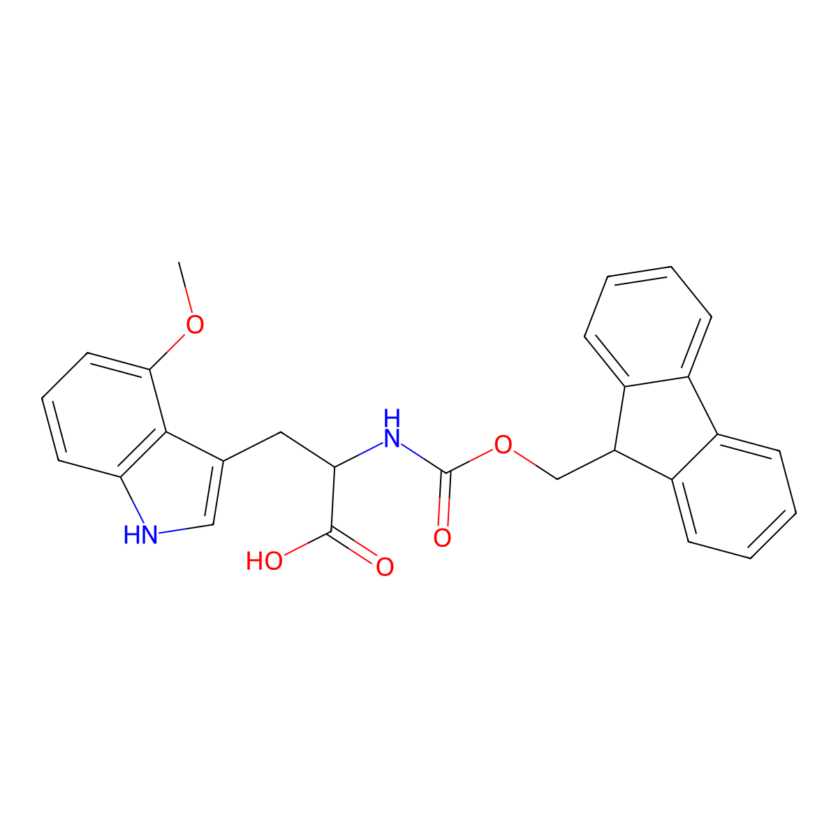 (2R)-2-({[(9H-fluoren-9-yl)methoxy]carbonyl}amino)-3-(4-methoxy-1H-indol-3-yl)propanoic acid molecular structure, CAS 2415937-16-3