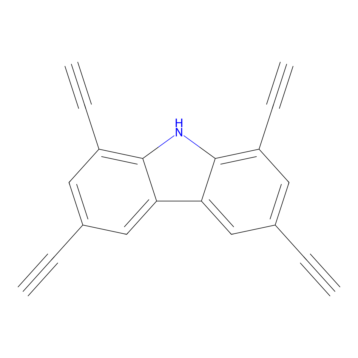 1,3,6,8-Tetraethynyl-9H-carbazole molecular structure, CAS 2415951-75-4