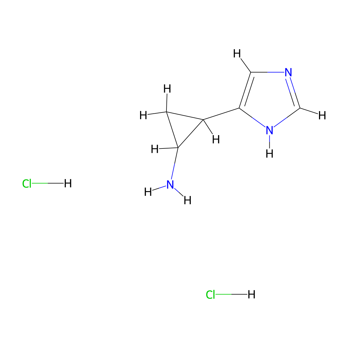 2-(1H-imidazol-4-yl)cyclopropan-1-amine dihydrochloride molecular structure, CAS 24160-34-7
