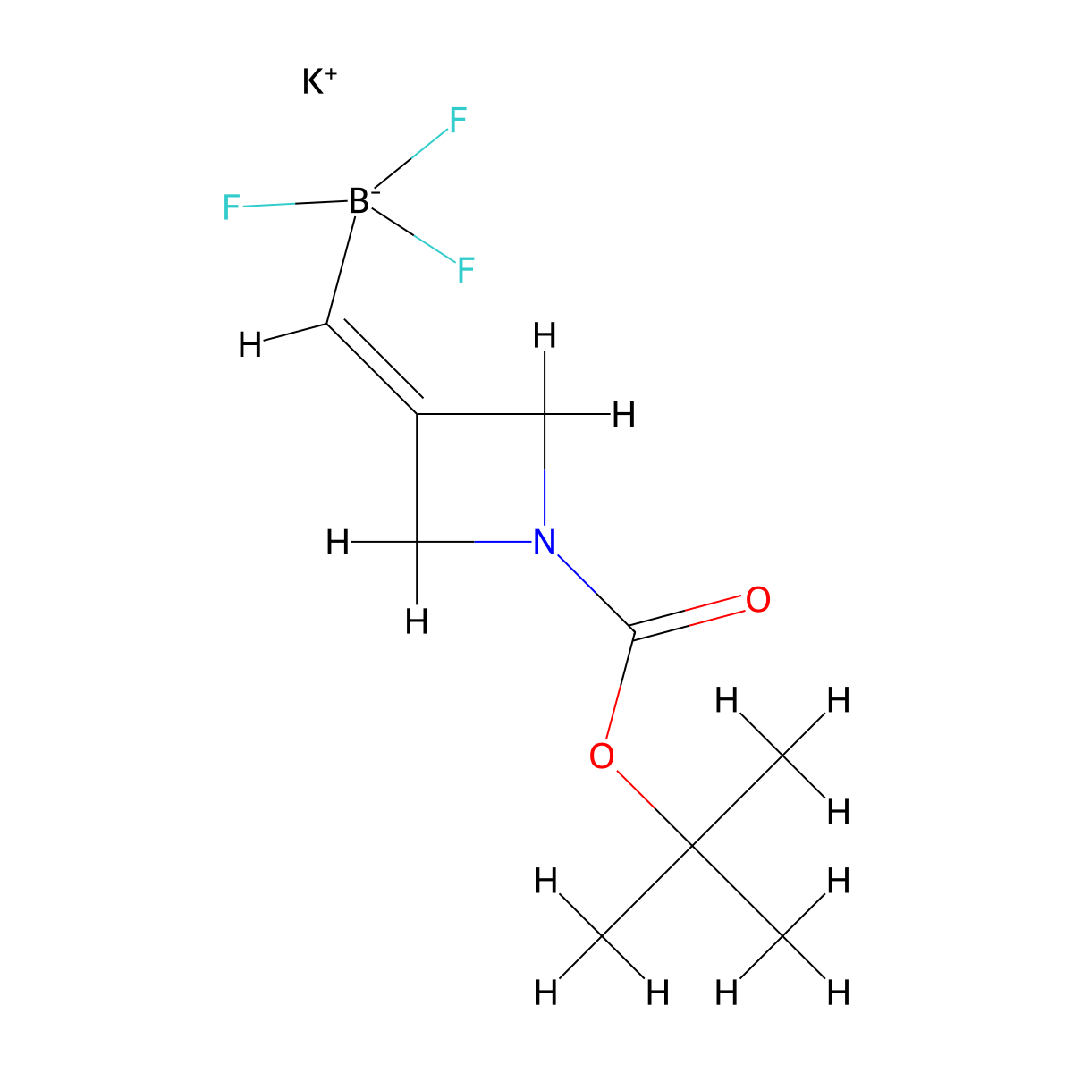 Potassium ((1-((tert-butoxy)carbonyl)azetidin-3-ylidene)methyl)trifluoroboranuide molecular structure, CAS 2416056-22-7