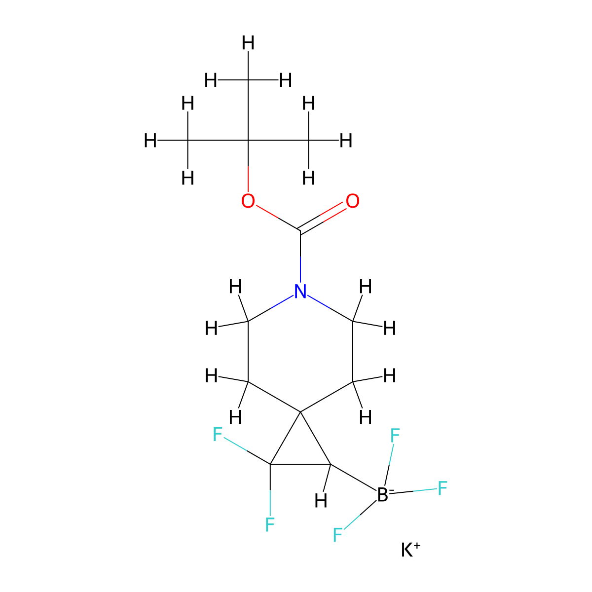 Potassium (6-(tert-butoxycarbonyl)-2,2-difluoro-6-azaspiro[2.5]octan-1-yl)trifluoroborate molecular structure, CAS 2416056-40-9