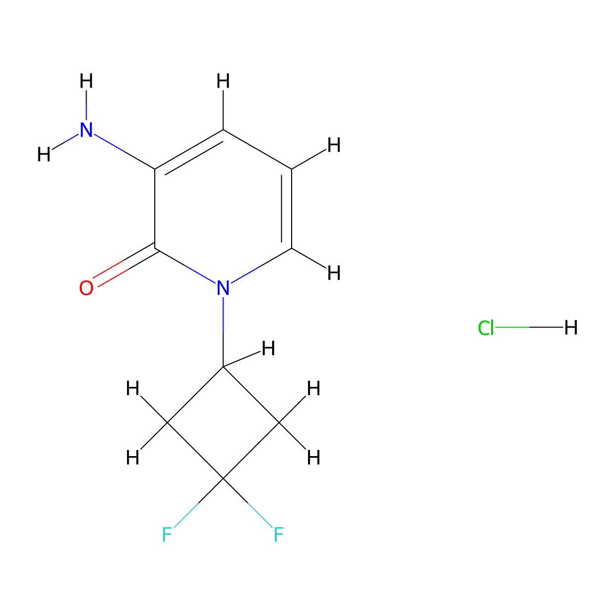 3-Amino-1-(3,3-difluorocyclobutyl)-1,2-dihydropyridin-2-one hydrochloride molecular structure, CAS 2416079-22-4