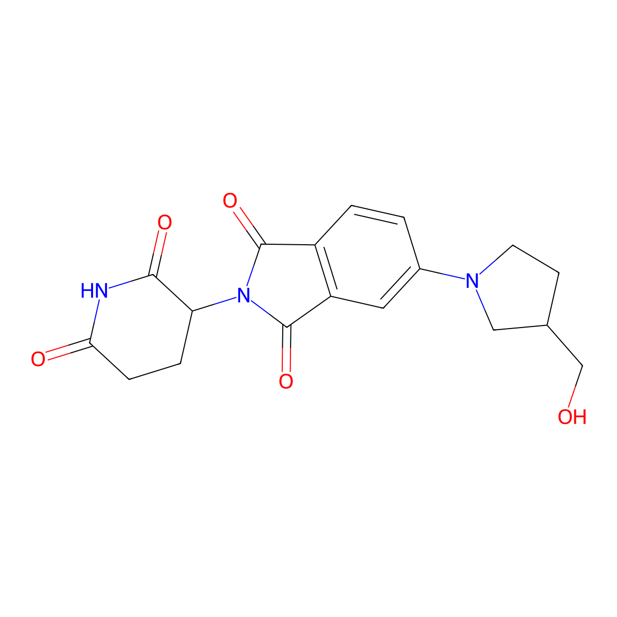 2-(2,6-dioxopiperidin-3-yl)-5-((R)-3-(hydroxymethyl)pyrrolidin-1-yl)isoindoline-1,3-dione molecular structure, CAS 2416132-50-6