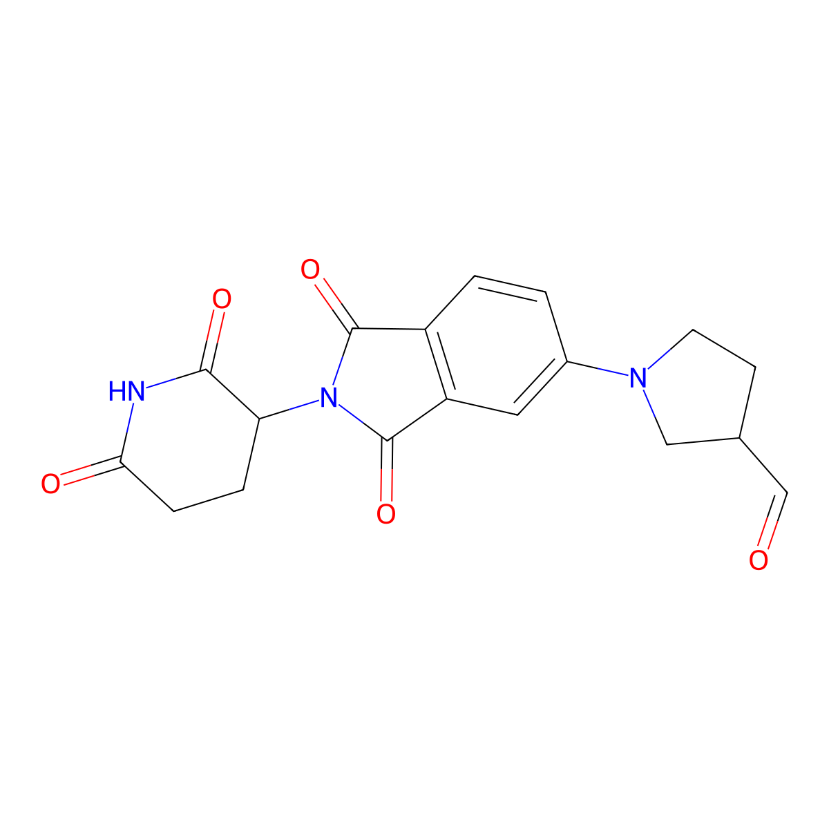(3R)-1-(2-(2,6-dioxopiperidin-3-yl)-1,3-dioxoisoindolin-5-yl)pyrrolidine-3-carbaldehyde molecular structure, CAS 2416132-74-4