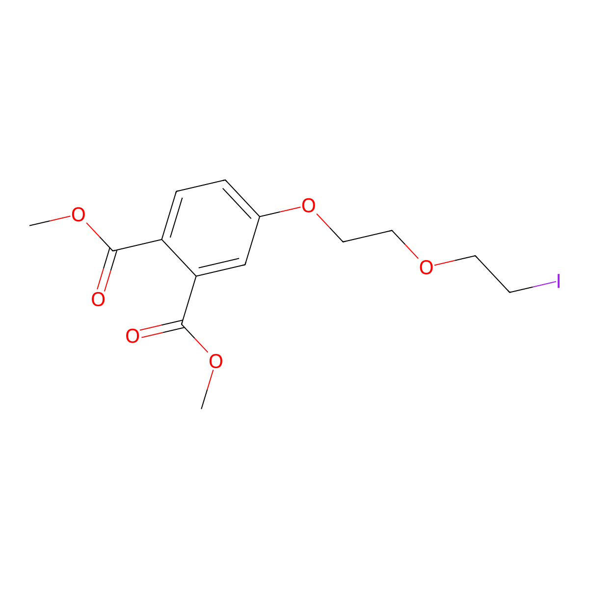 Dimethyl 4-(2-(2-iodoethoxy)ethoxy)phthalate molecular structure, CAS 2416196-16-0
