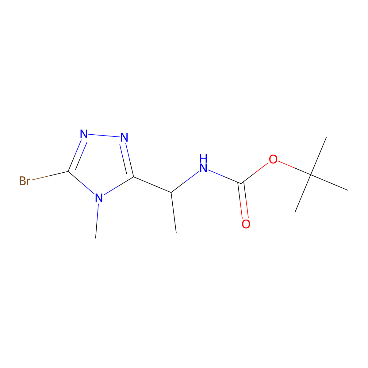 tert-butyl N-[(1R)-1-(5-bromo-4-methyl-4H-1,2,4-triazol-3-yl)ethyl]carbamate molecular structure, CAS 2416217-59-7