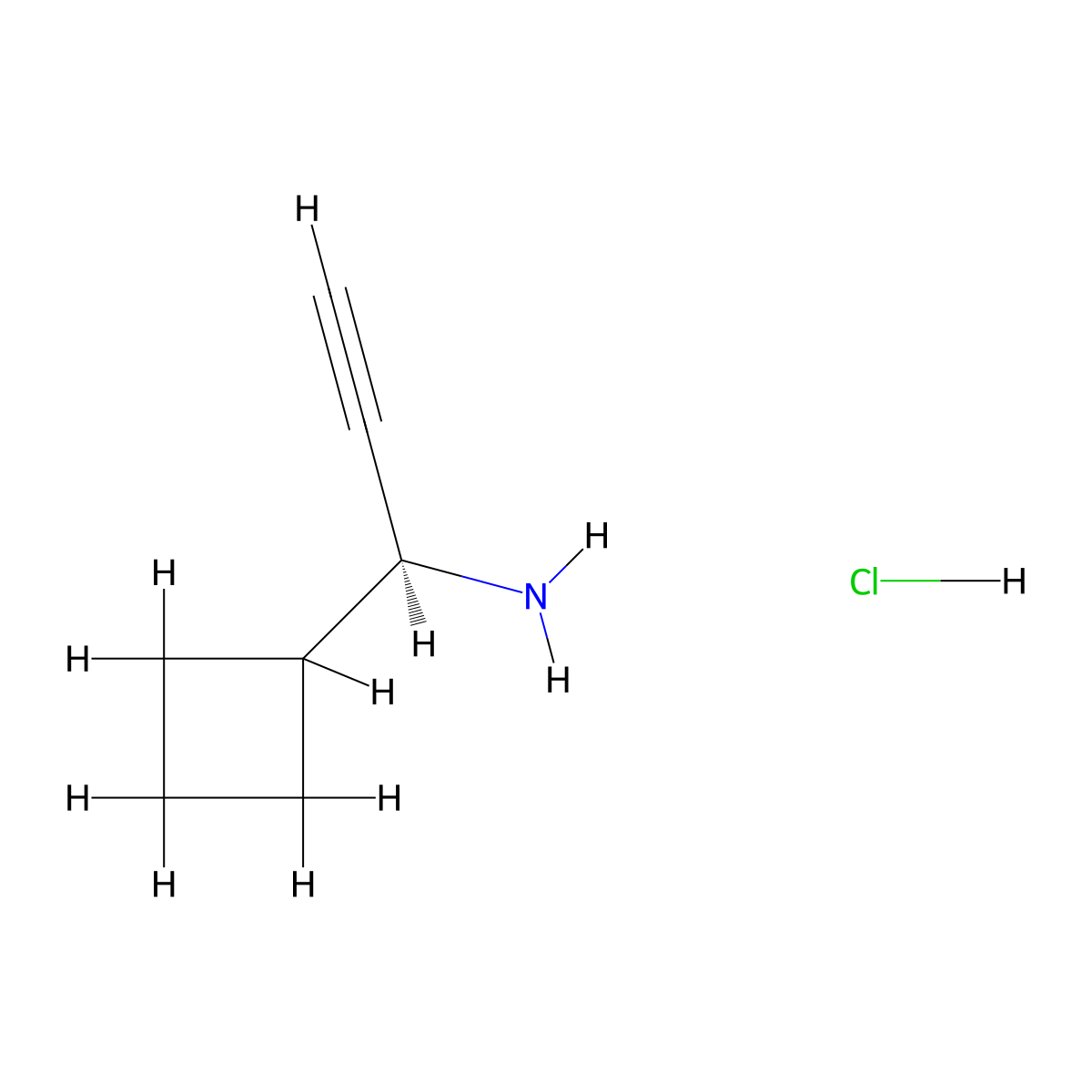 (1S)-1-cyclobutylprop-2-yn-1-amine hydrochloride molecular structure, CAS 2416217-71-3