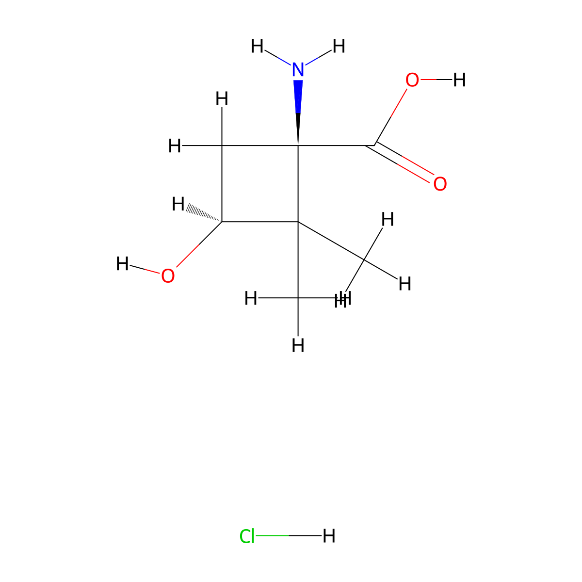(1R,3S)-1-Amino-3-hydroxy-2,2-dimethylcyclobutane-1-carboxylic acid;hydrochloride molecular structure, CAS 2416217-92-8