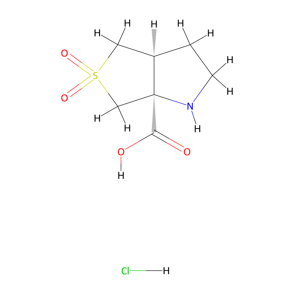 rac-(3aR,6aR)-5,5-dioxo-hexahydro-1H-5lambda6-thieno[3,4-b]pyrrole-6a-carboxylic acid hydrochloride molecular structure, CAS 2416217-95-1